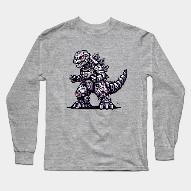 Pixel Mechagodzilla Mekagojira Ni Long Sleeve T-Shirt by Amado ⭐⭐⭐⭐⭐